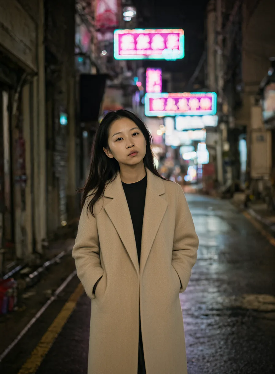 编辑后:改穿米色羊毛长大衣